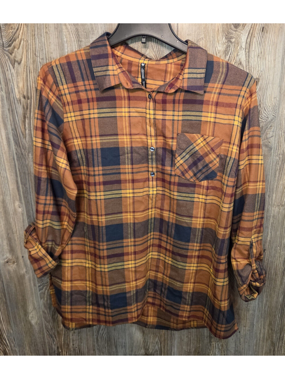 Kuhl #8500 Women Size XL Ferrata Button Shirt Flannel Tunic Long Sleeve Copper